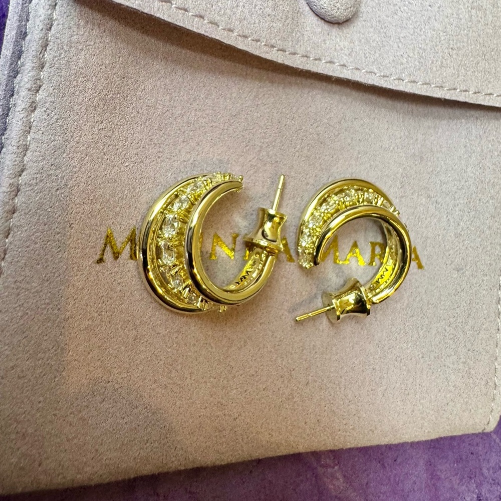 Melinda Maria Gold and Diamondettes Hoop Earrings - Picture 7 of 9